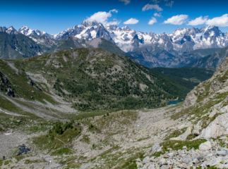 Vista verso il Bianco & co. dalle sponde del Lago