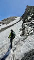 Il nevaio sotto la forcella che divide il Pan di Zucchero dalla Rocca Rossa