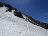 Canale di sinistra con tratti in ghiaccio canale di destra porta agli sfasciumi