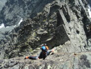 Ultimo passo esposto lato E per la cima