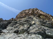 La fascia di rocce rosse: si attacca tutto a sx sul pulpito