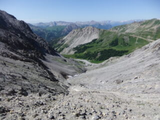 Il ripido vallone di accesso al Colle Chaberton