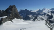 Eveque, Tete de Valpelline e Dent d'Herens più lontani i Dents des Bouquetins, sullo sfondo Dent Blanche, Zinalrothorn e Mischabel