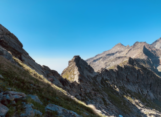 l'attacco alla normale del Mont Nery arrivando da un colle in alto a destra, noi per arrivare alla cresta siamo rimasti appunto più sulla destra 