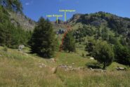 La via di salita al Lago e al Colle di Bringuez vista passati i  ruderi di la Chavanne