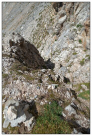 Il canale che permette l'accesso alla cresta ed ai pendii superiori