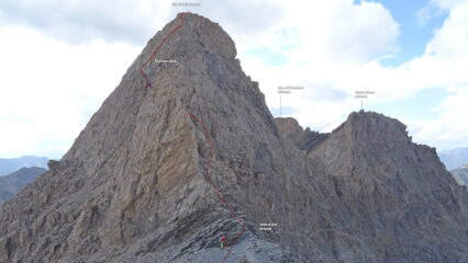 In rosso la traccia di salita al Pic d'Asti.