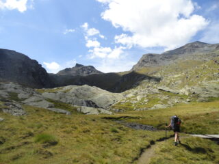 Usciti dall'abetaia, nel vallone verso il bivacco.