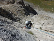 Bella roccia in uscita da lunghezza 5.