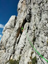 Dopo la cengia bivacco, passaggio scomodo