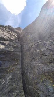 Ultimo passaggio di III per raggiungere la cresta finale 