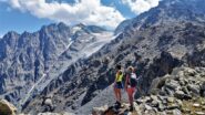 Sulla dorsale che porta in cima, vista sul Glacier du Casset 