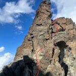 Indicativamente la nostra linea di salita al primo torrione 