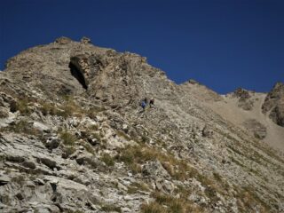 L'attacco della dorsale subito sopra il col Mouriare
