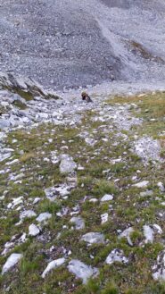 Sandro in salita nel canalone