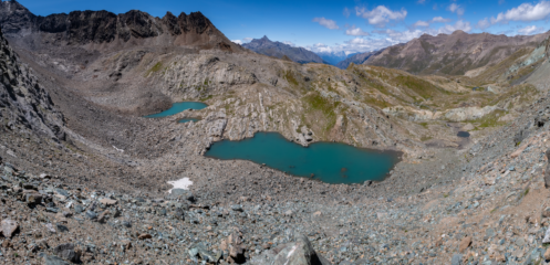 I laghetti fotografati dalla traccia di salita al colle del Rancio