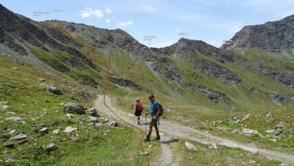 In rosso il percorso iniziale partendo dal Rif. Lago verde.