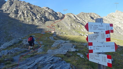 Salita dal Rif.Lago verde verso il P.so Bucie. in rosso la traccia.