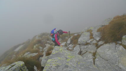 Salendo alla Tre Vescovi con la nebbia