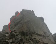 La nostra linea di salita sull'ultimo risalto 