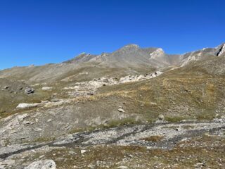 la vetta dopo aver abbandonato il sentiero per il Mongioia