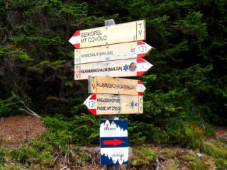Il bivio per il Seikofel-Monte Covolo.