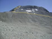 Più o meno l'itinerario di salita visto dalla zona del Col Collon.