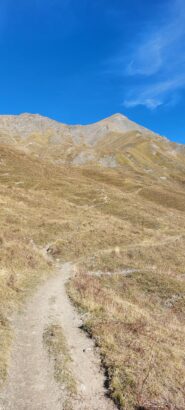 Primo bivio. Sulla destra un rudere