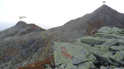 Il tratto dove si abbandona la cresta  cresta a circa 2350m. in direzione del P.zo di Valbona. 