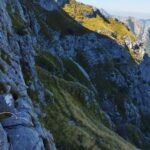 La traccia che attraversa la parete nord