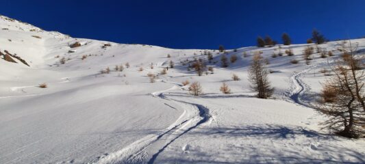 Neve ancora bella e sufficiente sulla via del rientro