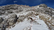 La traccia per Cima della Croce, vista dal P.so della Forca. 