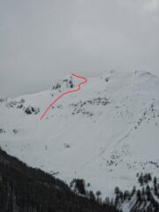 Indicativamente il percorso di salita dalla quota 2230 m circa