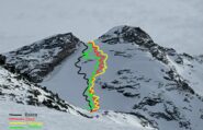 le linee di discesa (la salita è tracciata all'estrema sx)