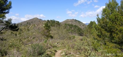 Il crinale da sopra Conna con il Poggio Alto (m.691) e Pizzo Aguzzo a sx 