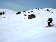 Neve più liscia nella metà inferiore verso il lago