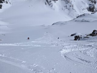 Farina scendendo sul Ghiacciaio del Mont Brulè