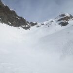 Col Rousset da S, al centro sulla destra il secondo valloncello preferibile in discesa 