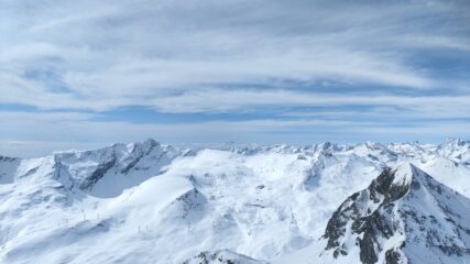 Panorama e innevamento verso Cogne e il Monviso