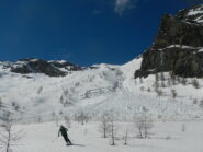 la valanga che ha interessato il pendio di salita al Passo di San Giacomo