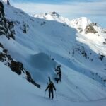 La parte finale del canale di accesso al pianoro che porta al colle del Pinter.