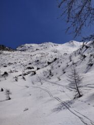 Discesa sulla dorsale che taglia a sinistra, la prima a mollare