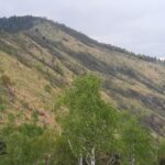 a destra la dorsale di salita, a sinistra la cresta per il Lera e al centro la dorsale di discesa dal piloncino.