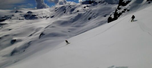 Neve da cinema nella discesa dalla quota 2729