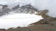 La traccia in rosso la salita a Cima Rossa di Saent in giallo quella a Cima Careser.