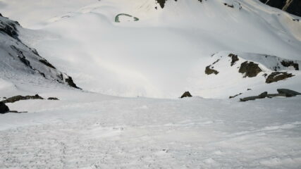 Il pendio della nostra discesa, visto dall'alto