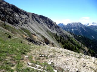 Il tratto delicato del sentiero di discesa.