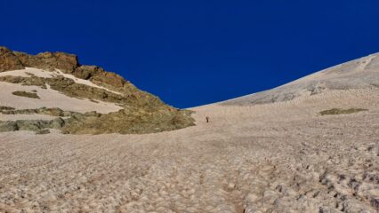 La zona con crepacci da risalire tenendo la sinistra
