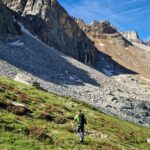 Traverso per arrivare al pendio di sfasciume che sale al colle Sagneres