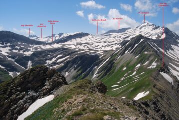 Il gran panorama risalendo (per errore) la cresta dal Col des Chavannes